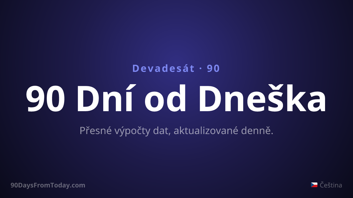 90 Dní od Dneška — Přesné výpočty dat, aktualizované denně.