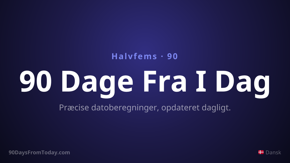 90 Dage Fra I Dag — Præcise datoberegninger, opdateret dagligt.