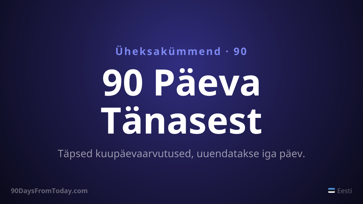 90 Päeva Tänasest — Täpsed kuupäevaarvutused, uuendatakse iga päev.