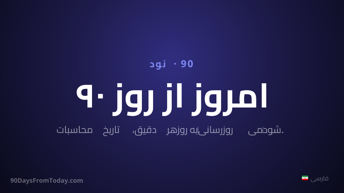 ۹۰ روز از امروز — محاسبات تاریخ دقیق، هر روز به‌روزرسانی می‌شود.