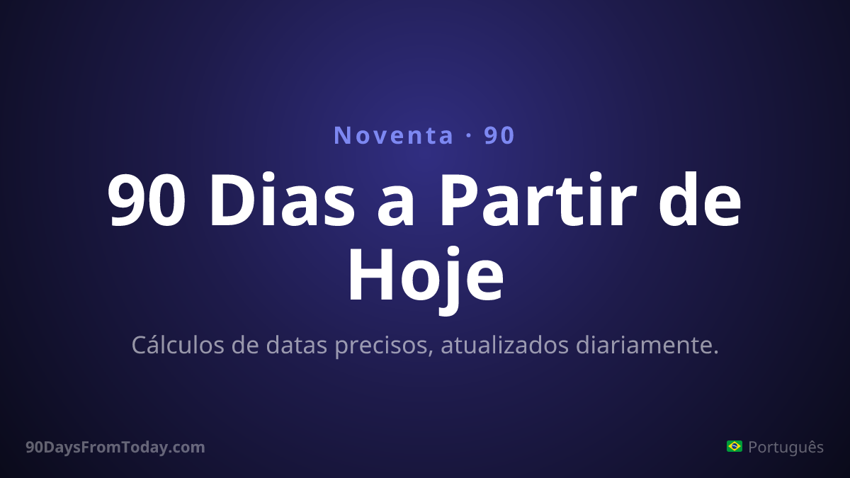 90 Dias a Partir de Hoje — Cálculos de datas precisos, atualizados diariamente.