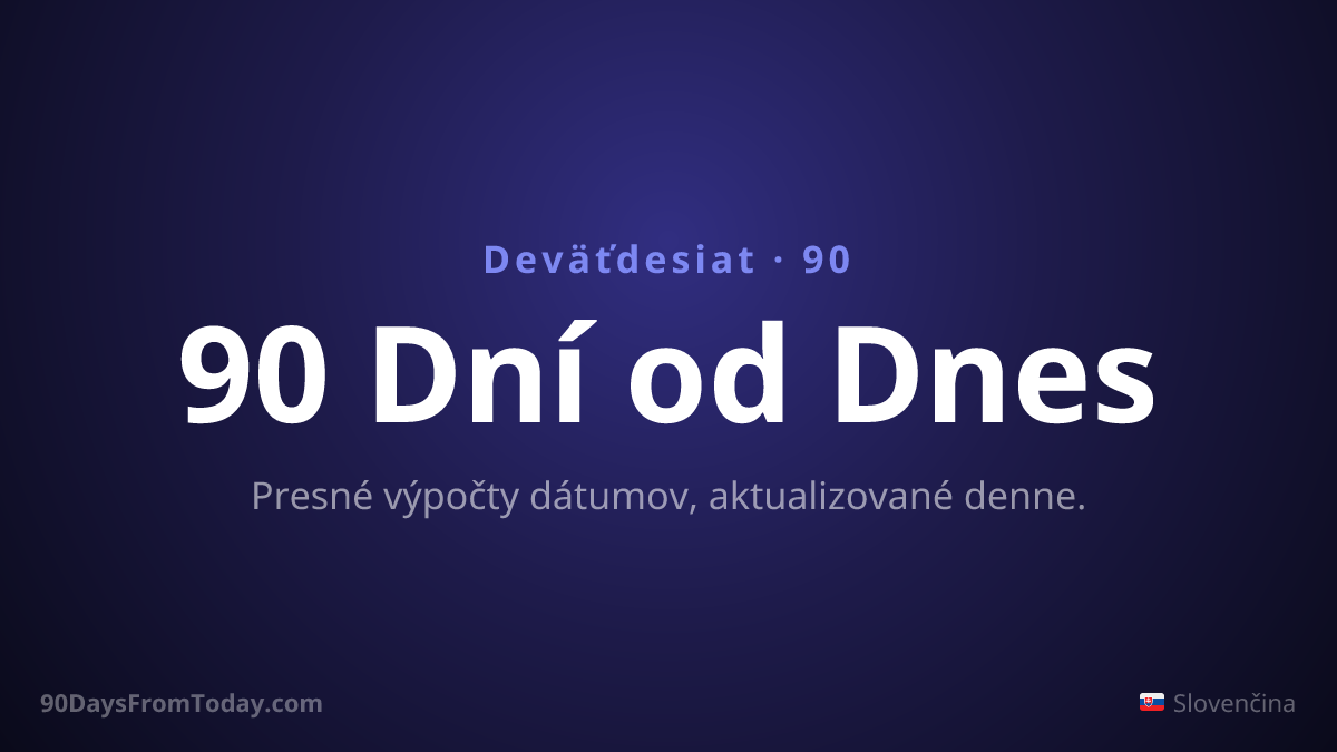 90 Dní od Dnes — Presné výpočty dátumov, aktualizované denne.