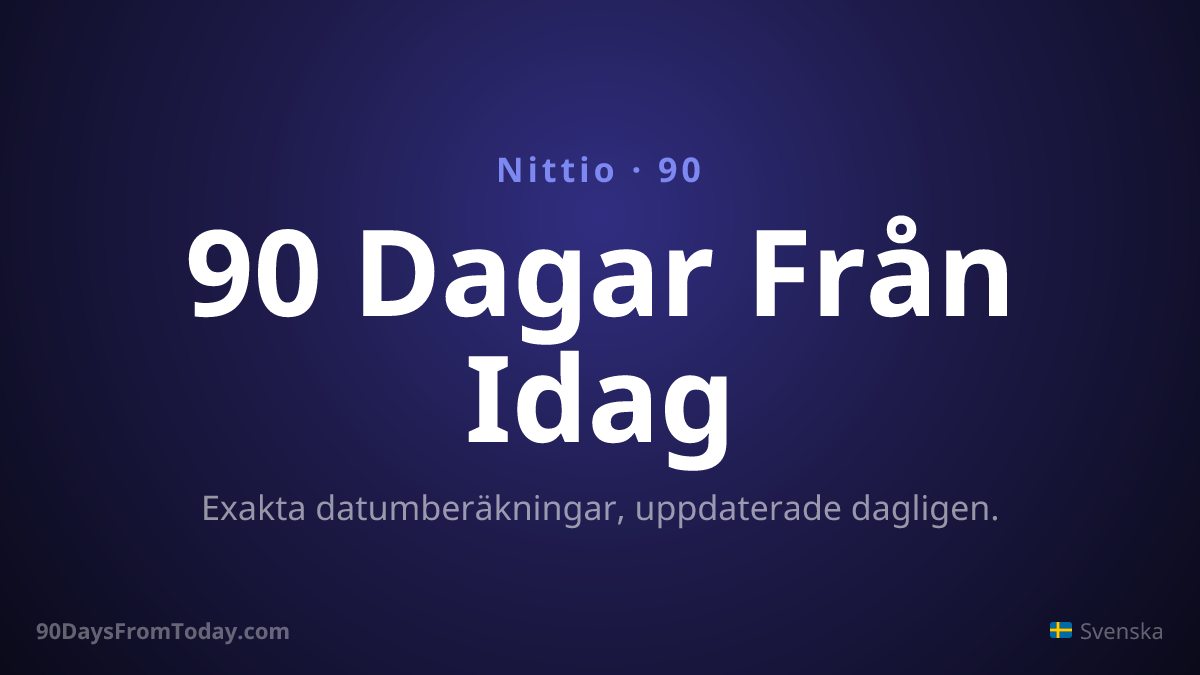 90 Dagar Från Idag — Exakta datumberäkningar, uppdaterade dagligen.