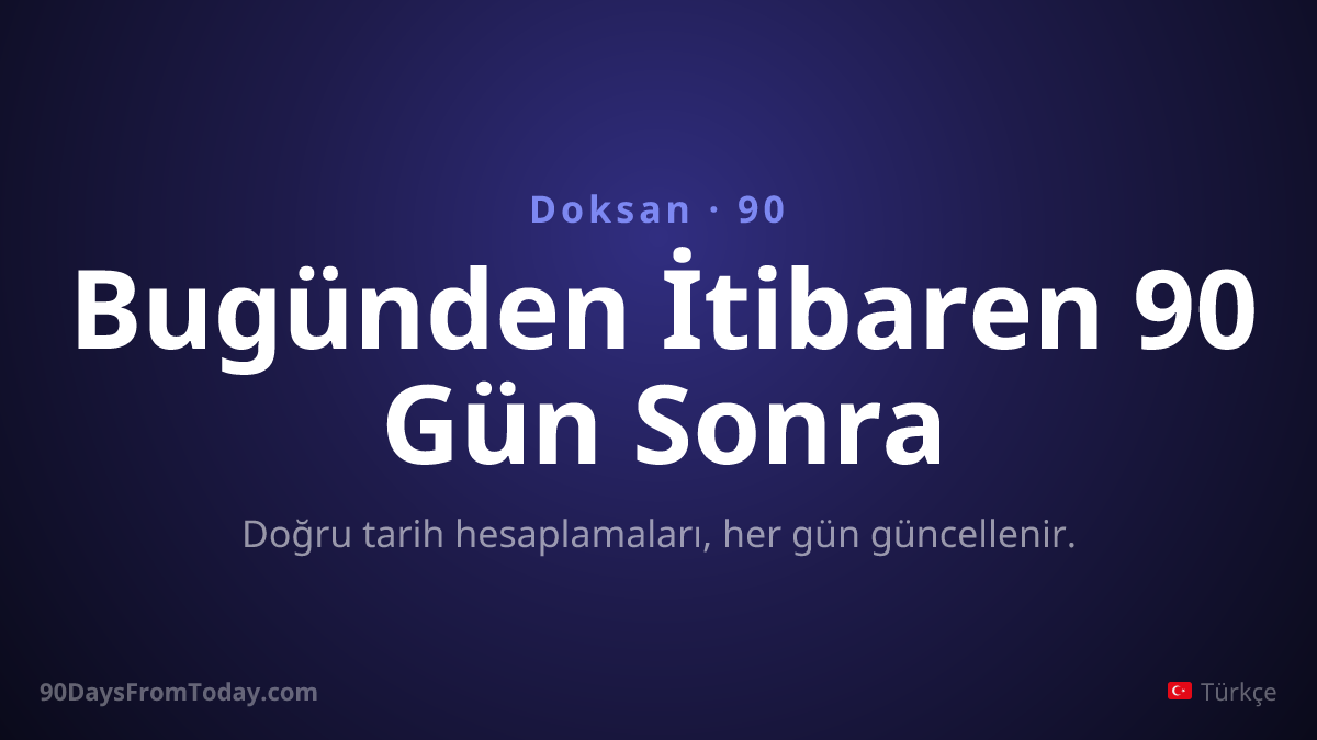Bugünden İtibaren 90 Gün Sonra — Doğru tarih hesaplamaları, her gün güncellenir.